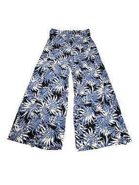 Heyhun Printed Wide Leg Print Pants Sz 2XL Fold Waist Stretch Palazzo Tropical